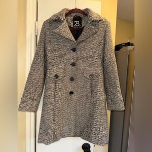 23 RD ST Wool Blend Peacoat| Tweed Jacket. Cute pockets. Black & White.